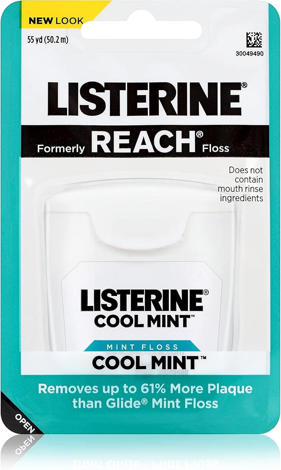 image:imageREACH Cool Mint Dental Floss Fresh Mint Plaque Remover for Teeth Shred Resistant Waxed Easy on Gums amp Teeth Fresh Breath Oral Care PFAS Free for Adults amp Kids 6 Pack 55 yd165 Foot Pack of 12