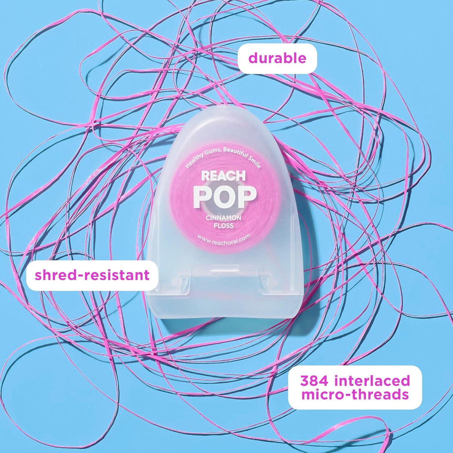 image:imageREACH POP Dental Floss Cinnamon Plaque Remover for Teeth Shred Resistant Vegan Wax Cruelty Free Eco Friendly Packaging Oral Care PFAS Free for Adults amp Kids 3 Pack 546 yd