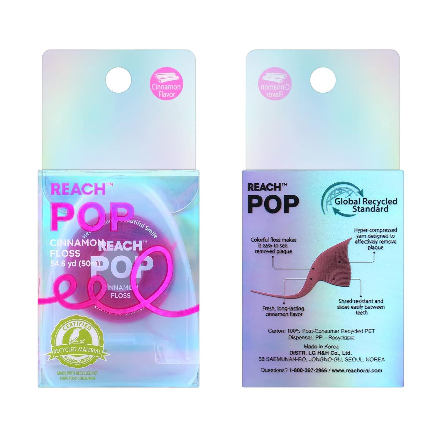image:imageREACH POP Dental Floss Cinnamon Plaque Remover for Teeth Shred Resistant Vegan Wax Cruelty Free Eco Friendly Packaging Oral Care PFAS Free for Adults amp Kids 3 Pack 546 yd