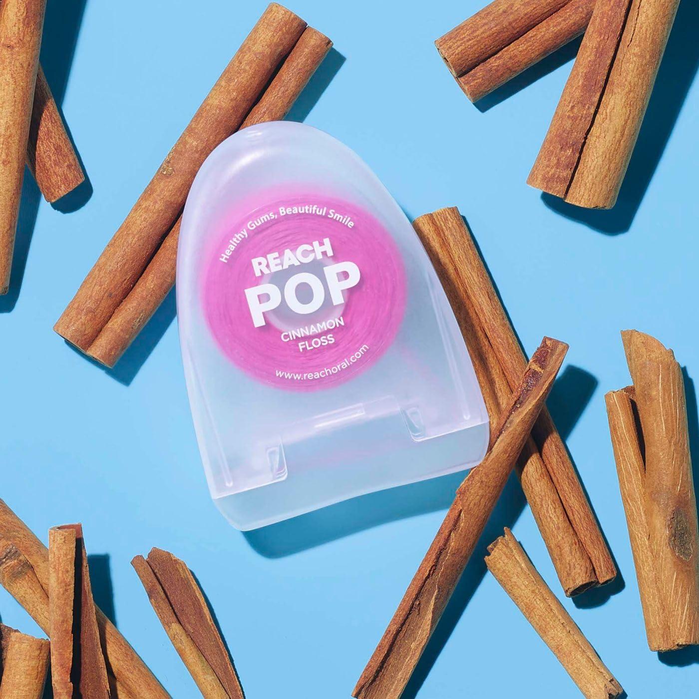 image:imageREACH POP Dental Floss Cinnamon Plaque Remover for Teeth Shred Resistant Vegan Wax Cruelty Free Eco Friendly Packaging Oral Care PFAS Free for Adults amp Kids 1 Pack 546 yd164 Foot Pack of 2