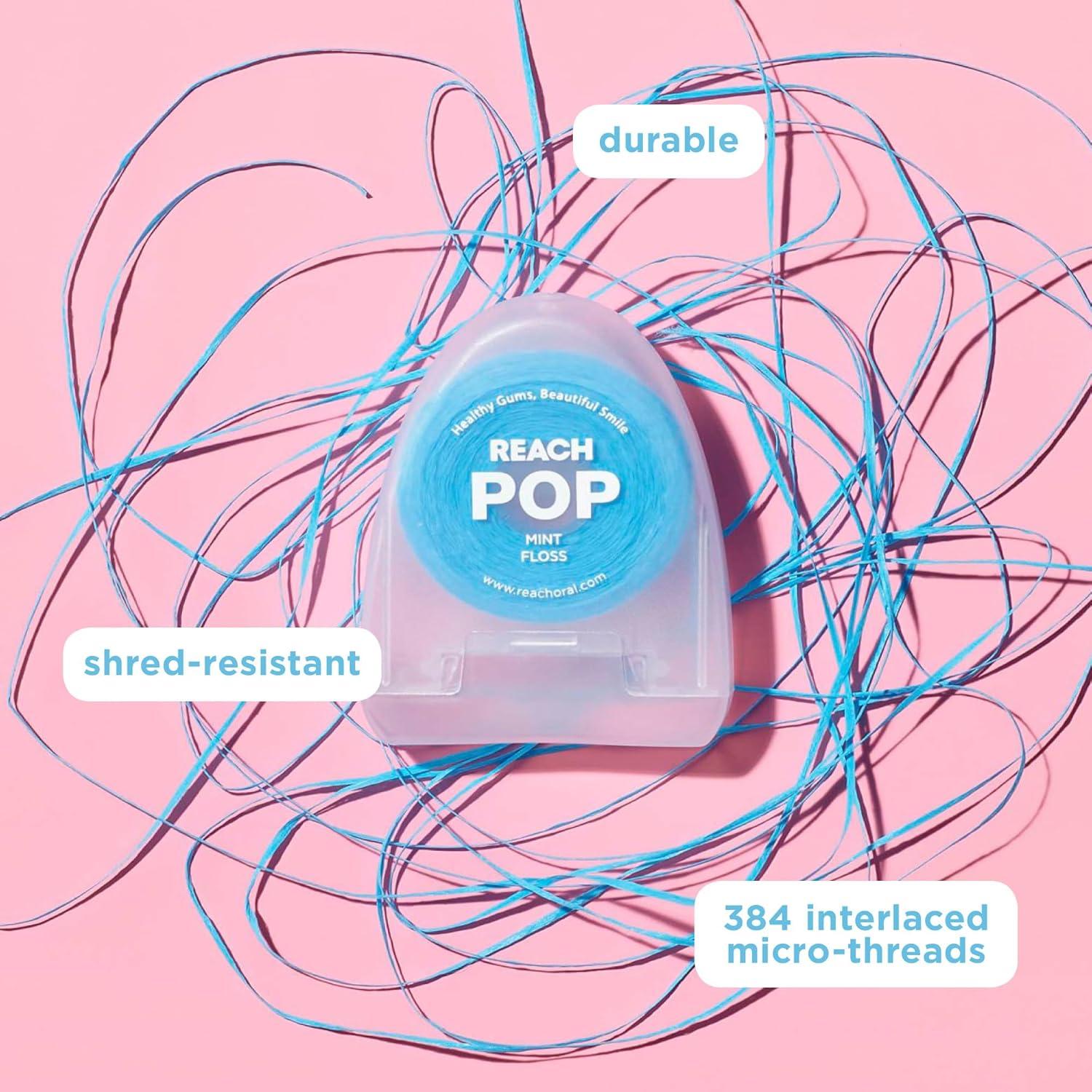 image:imageREACH POP Dental Floss Mint Plaque Remover for Teeth Shred Resistant Vegan Wax Cruelty Free Eco Friendly Packaging Oral Care PFAS Free for Adults amp Kids 3 Pack 546 yd164 Foot Pack of 1