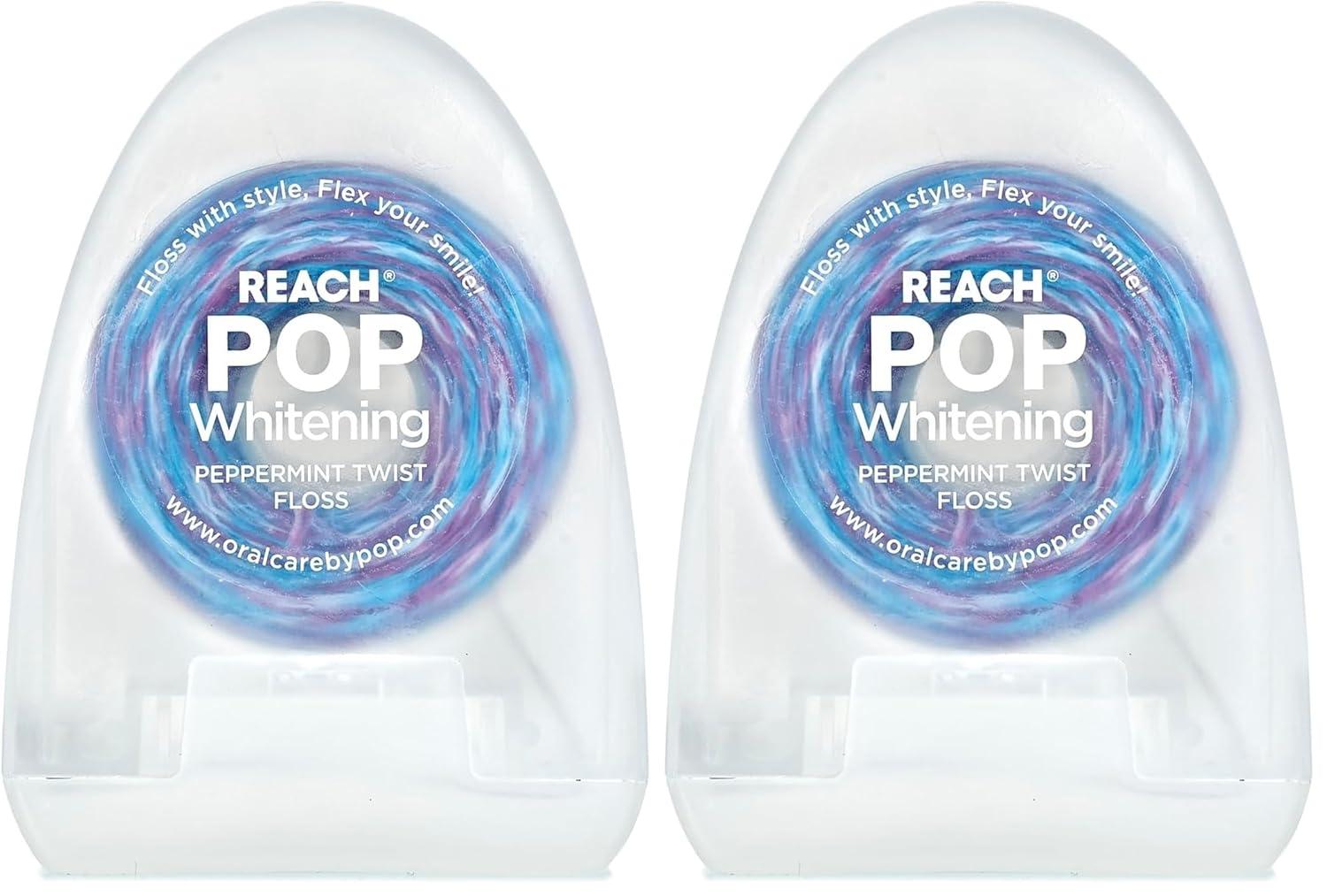 image:imageREACH POP Whitening Dental Floss Mint Baking Soda Infused Teeth Whitening Plaque Remover for Teeth Shred Resistant Vegan Wax Cruelty Free Oral Care PFAS Free 1 Pack 546 ydPeppermint