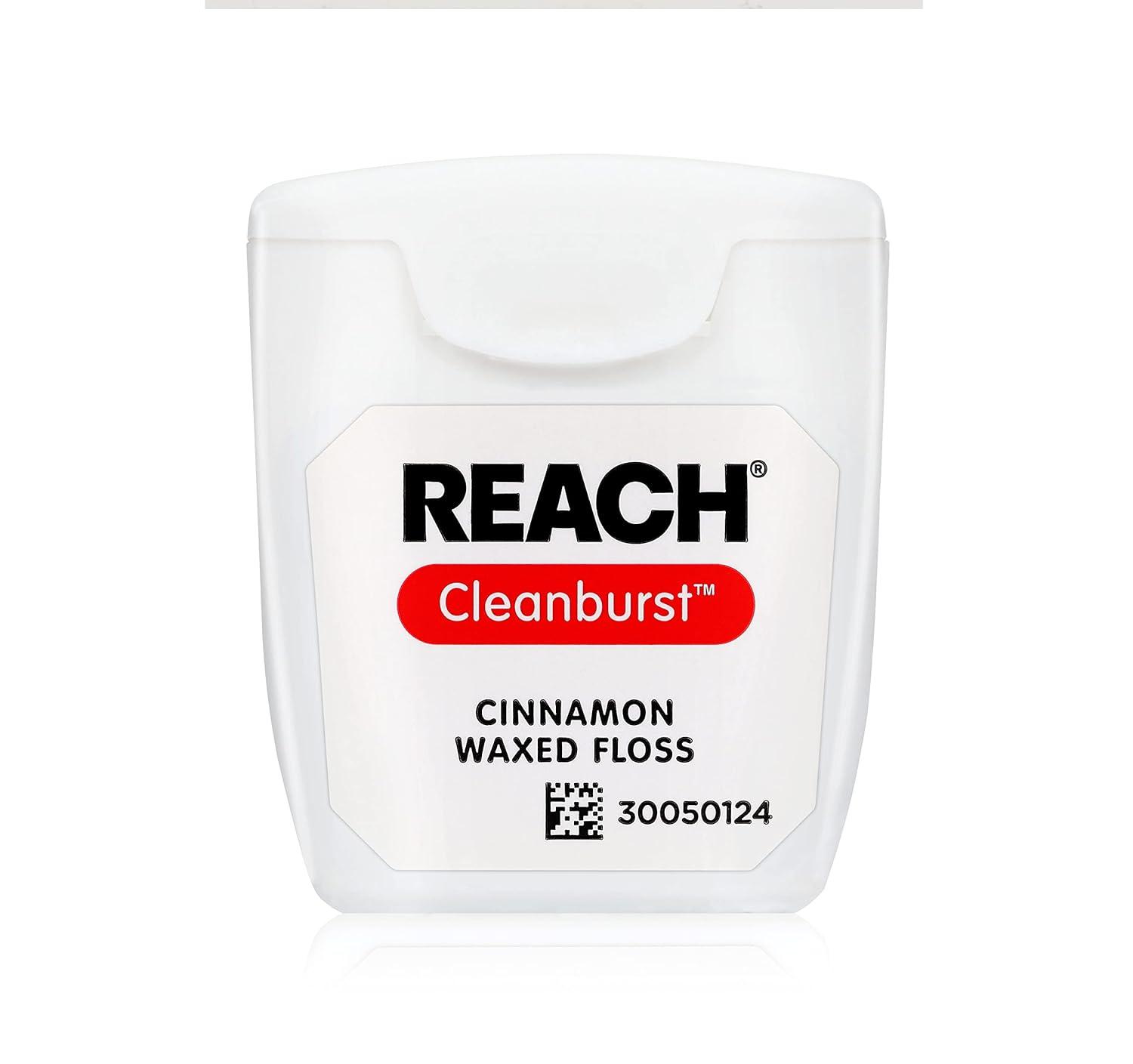 image:imageREACH Waxed Dental Floss Cinnamon Plaque Remover for Teeth Shred Resistant Floss Slides Smoothly Easy to Use Waxed Deep Cleaning Teeth Oral Care PFAS Free for Adults amp Kids 1 Pack 55 yd4 Pack 55 yards