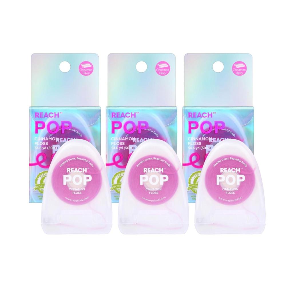 image:imageREACH POP Dental Floss Cinnamon Plaque Remover for Teeth Shred Resistant Vegan Wax Cruelty Free Eco Friendly Packaging Oral Care PFAS Free for Adults amp Kids 3 Pack 546 yd