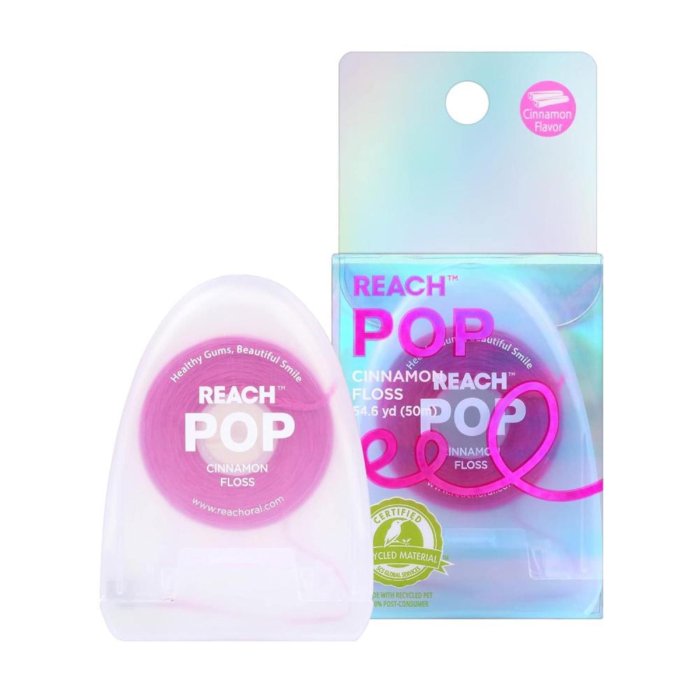 image:imageREACH POP Dental Floss Cinnamon Plaque Remover for Teeth Shred Resistant Vegan Wax Cruelty Free Eco Friendly Packaging Oral Care PFAS Free for Adults amp Kids 1 Pack 546 yd164 Foot Pack of 1