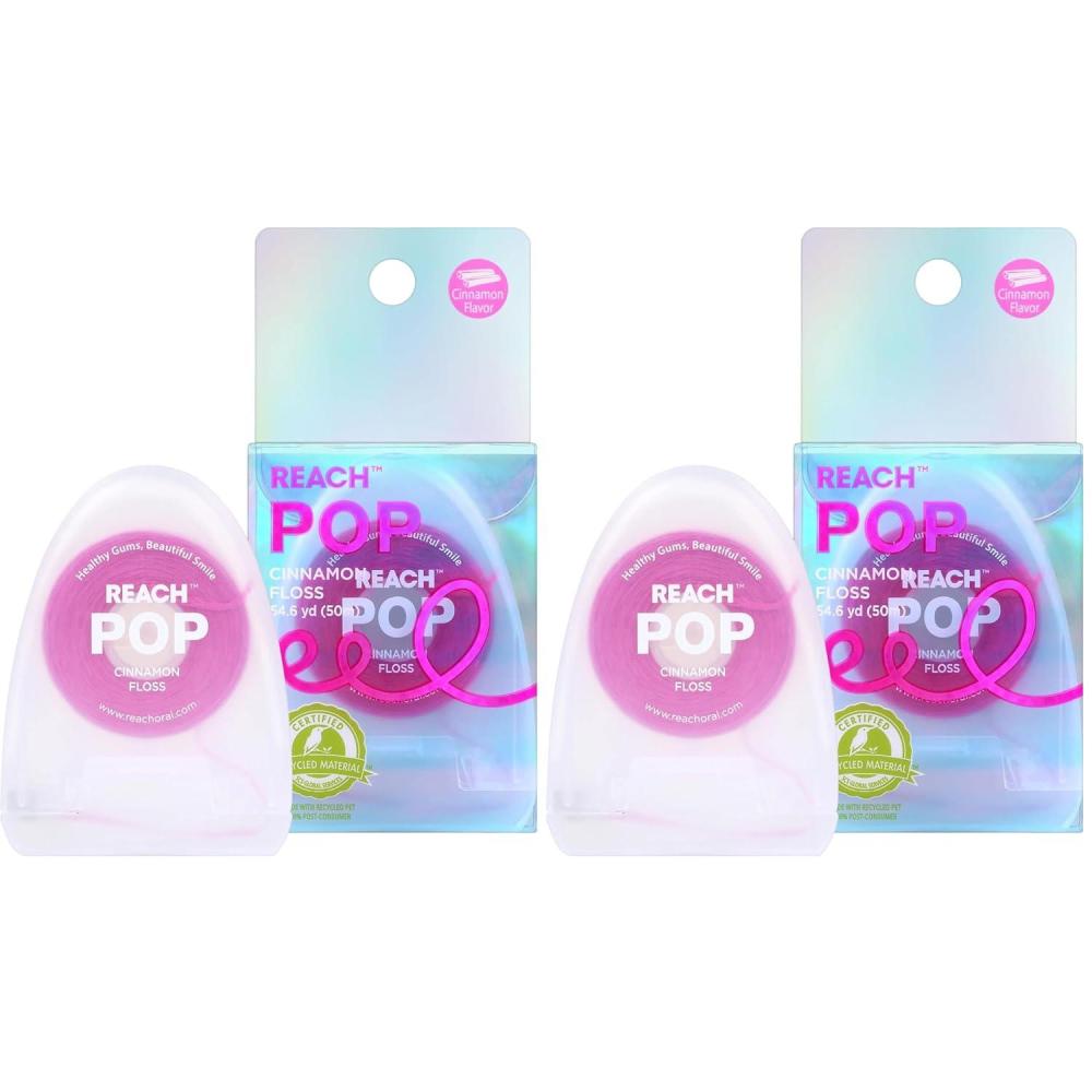 image:imageREACH POP Dental Floss Cinnamon Plaque Remover for Teeth Shred Resistant Vegan Wax Cruelty Free Eco Friendly Packaging Oral Care PFAS Free for Adults amp Kids 1 Pack 546 yd164 Foot Pack of 2