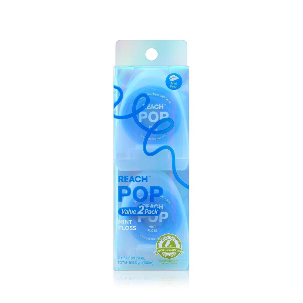 image:imageREACH POP Dental Floss Mint Plaque Remover for Teeth Shred Resistant Vegan Wax Cruelty Free Eco Friendly Packaging Oral Care PFAS Free for Adults amp Kids 3 Pack 546 yd164 Foot Pack of 2