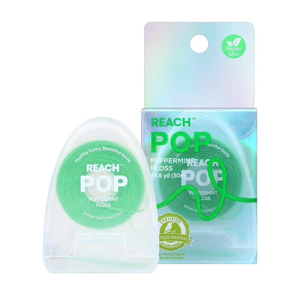 image:imageREACH POP Dental Floss Peppermint Plaque Remover for Teeth Shred Resistant Vegan Wax Cruelty Free Eco Friendly Packaging Oral Care PFAS Free for Adults amp Kids 3 Pack 546 yd164 Foot Pack of 1