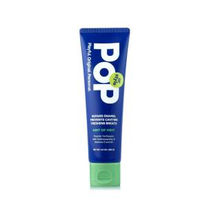 POP Feeling Hint of Mint Toothpaste with Hydroxyapatite & Vitamins E & B3 – Natural Niacinamide Teeth Whitening & Plaque Remover Formula – Bathroom & Travel Size Essentials, 4.2 Oz(Mint)