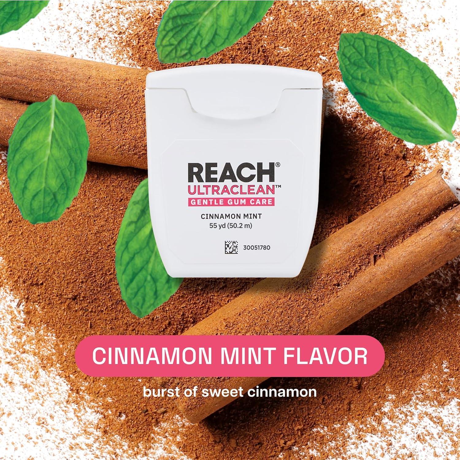 image:imageREACH ULTRACLEAN Gentle Gum Care Expanding Floss Woven NonWaxed PFASFree with Vitamin E for Sensitive Gums Cinnamon Mint 55YD 3Pack