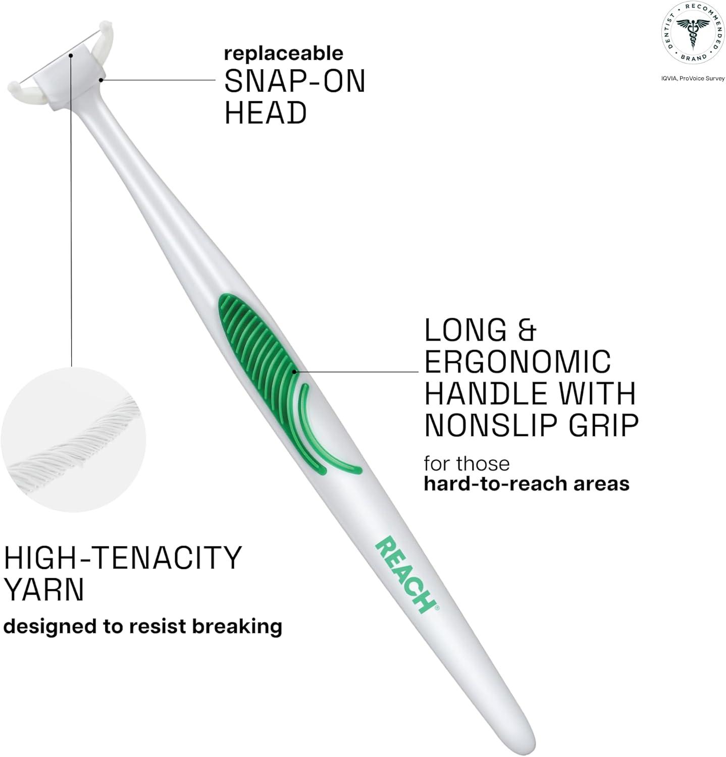 image:imageREACH Unflavored Oral Hygiene Bundle Access Flosser Kit 1 Flosser 92 Heads Waxed Dental Floss Unflavored 3 Pack 115yd PFAS Free Plaque Remover Oral Care for Adults amp Kids