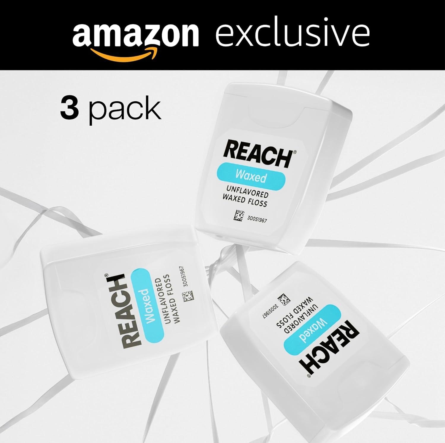 image:imageREACH Waxed Dental Floss 2X More Value Plaque Remover for Teeth Shred Resistant Floss Slides Smoothly Easy to Use Waxed for Adults amp Kids Oral Care PFAS Free 3 Pack 115 yd MintWaxed