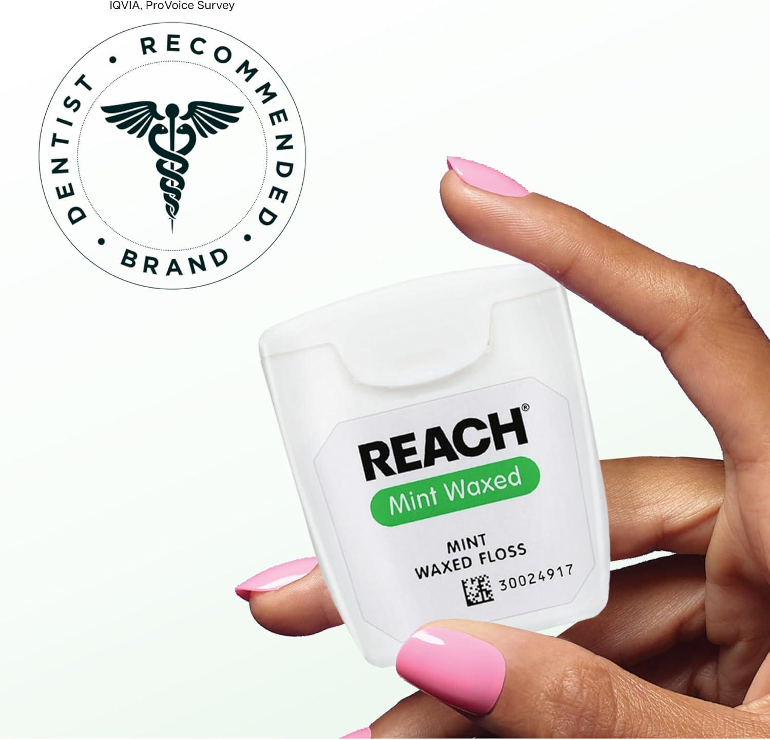 image:imageREACH Waxed Dental Floss 2X More Value Plaque Remover for Teeth Shred Resistant Floss Slides Smoothly Easy to Use Waxed for Adults amp Kids Oral Care PFAS Free 3 Pack 115 yd MintMint Waxed