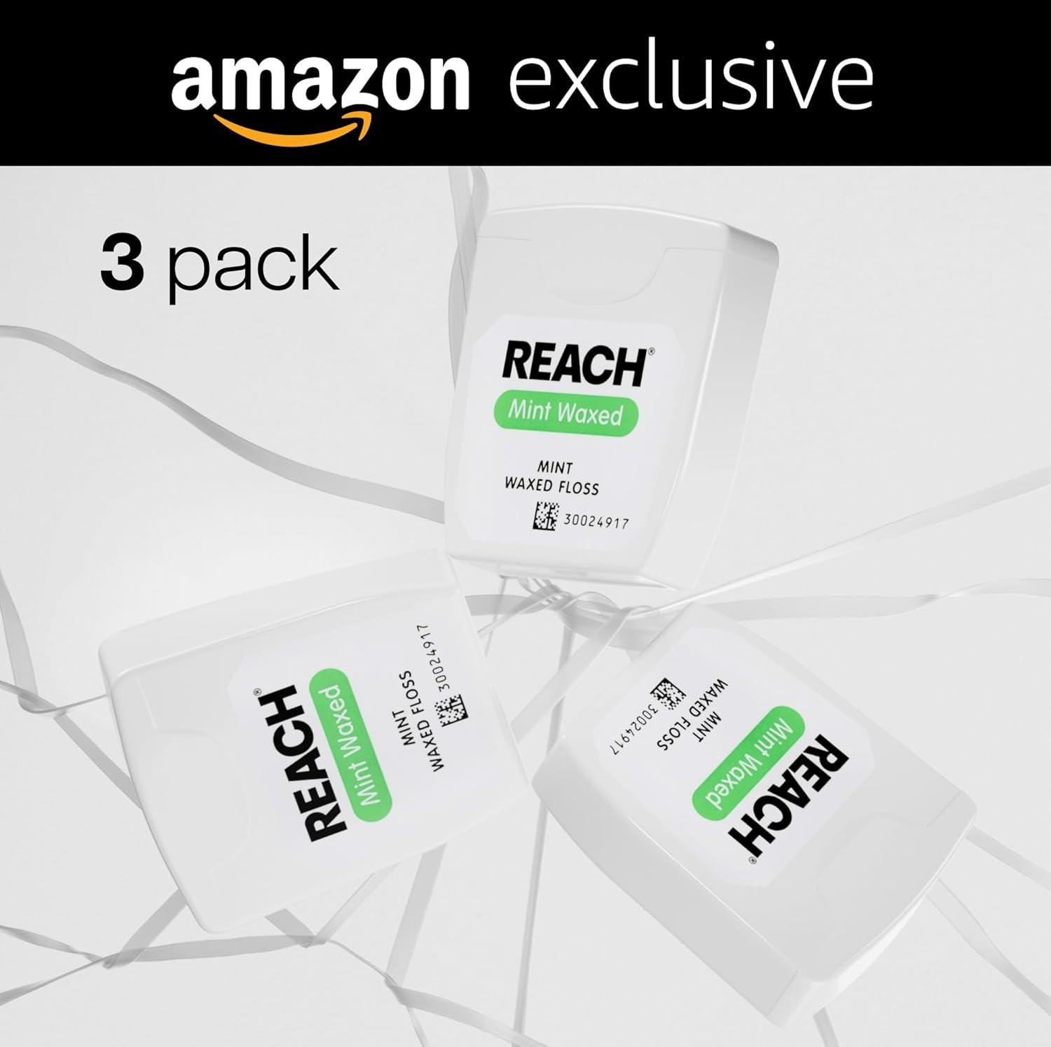 image:imageREACH Waxed Dental Floss 2X More Value Plaque Remover for Teeth Shred Resistant Floss Slides Smoothly Easy to Use Waxed for Adults amp Kids Oral Care PFAS Free 3 Pack 115 yd MintMint Waxed