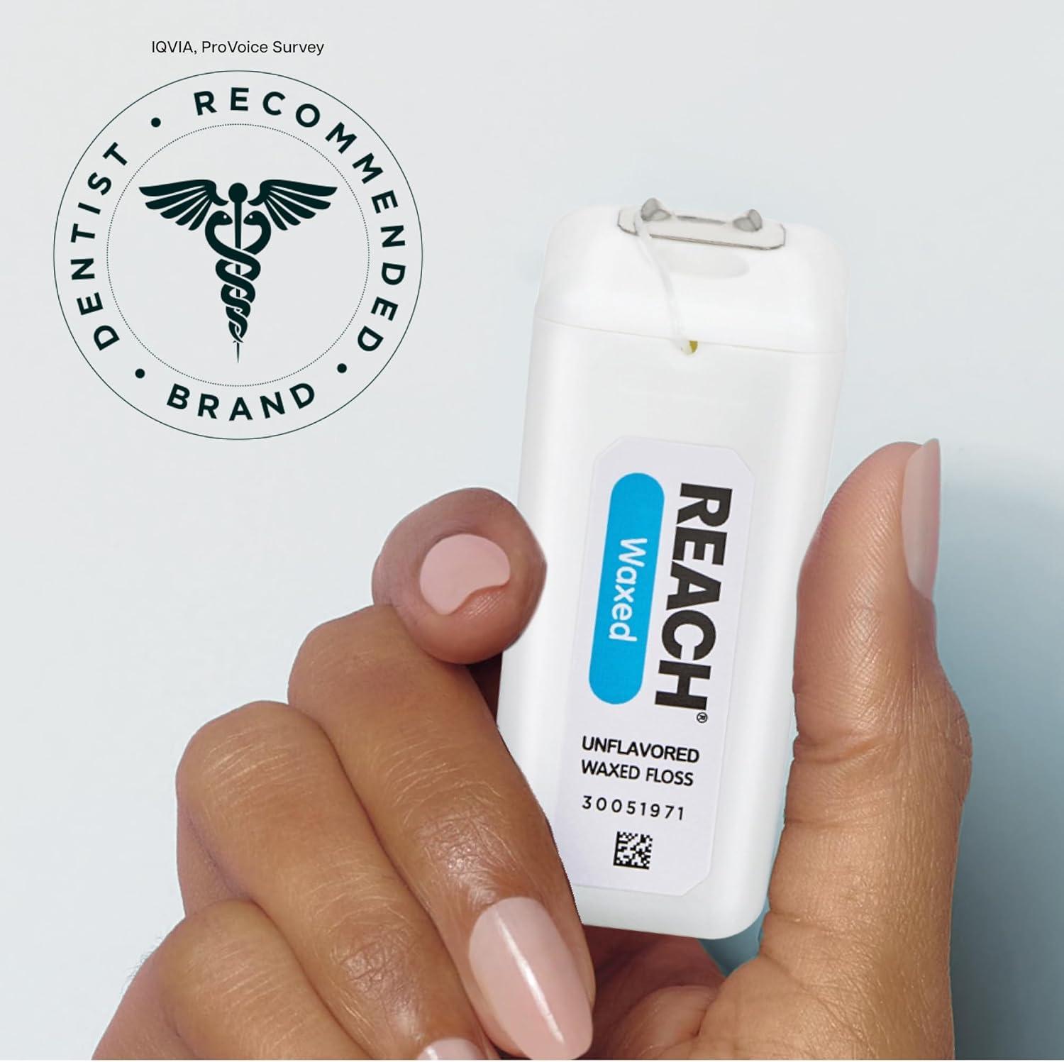 image:imageREACH Waxed Dental Floss Unflavored 36X More Value Plaque Remover for Teeth Shred Resistant Floss Slides Smoothly Easy to Use Waxed Oral Care PFAS Free for Adults amp Kids 2 Pack 200 yd