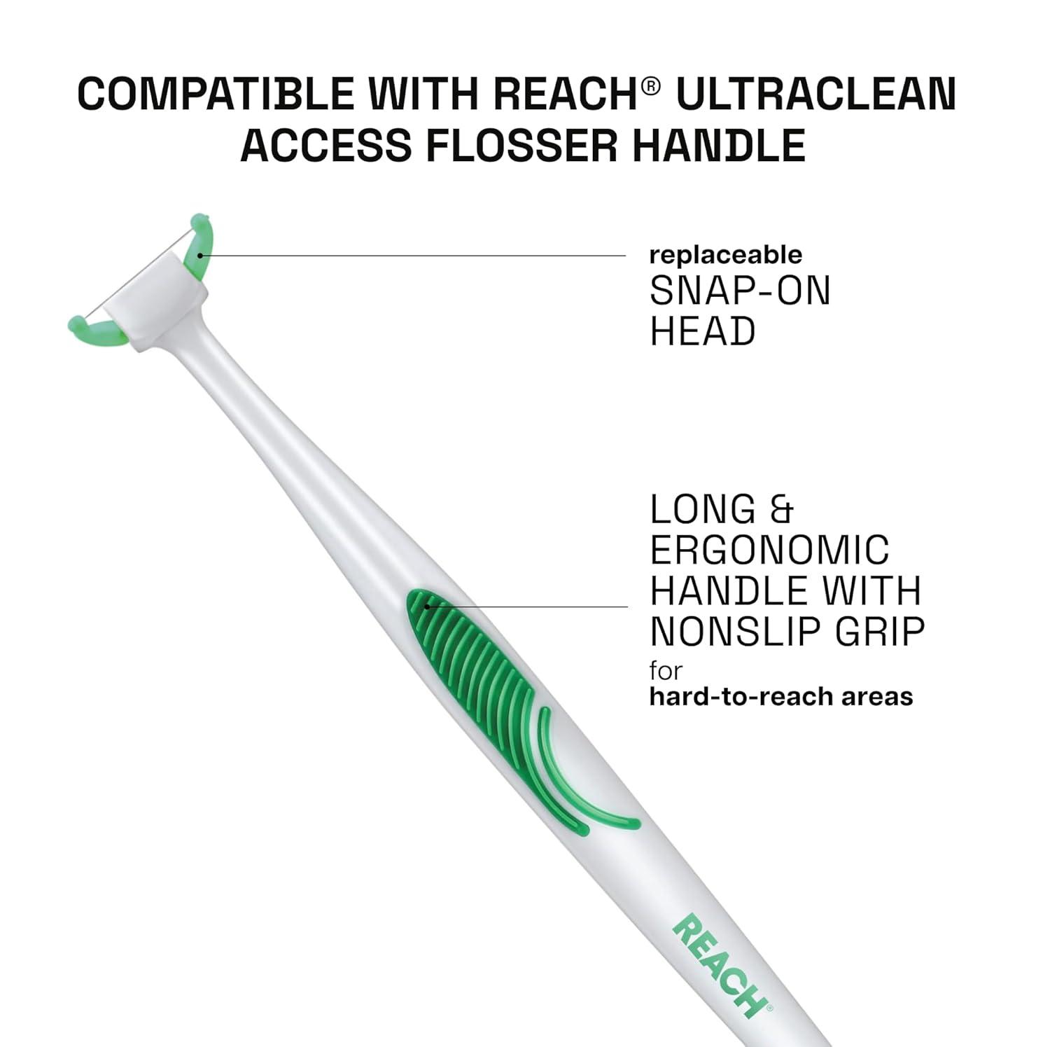 image:imageReach Ultraclean Access Flosser Bundle Unflavored Plaque Remover for Teeth for Hard to Reach Areas Oral Care PFASFree 1 Flosser Starter Kit 3 Packs Refill HeadsMint