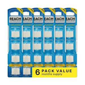 REACH Ultraclean Access Flosser Refill Heads, Mint, Plaque Remover for Teeth, Shred Resistant, for Hard to Reach Areas, Oral Care, PFAS Free, for Adults & Kids, 6 Pack, 28 Count(Unflavored)