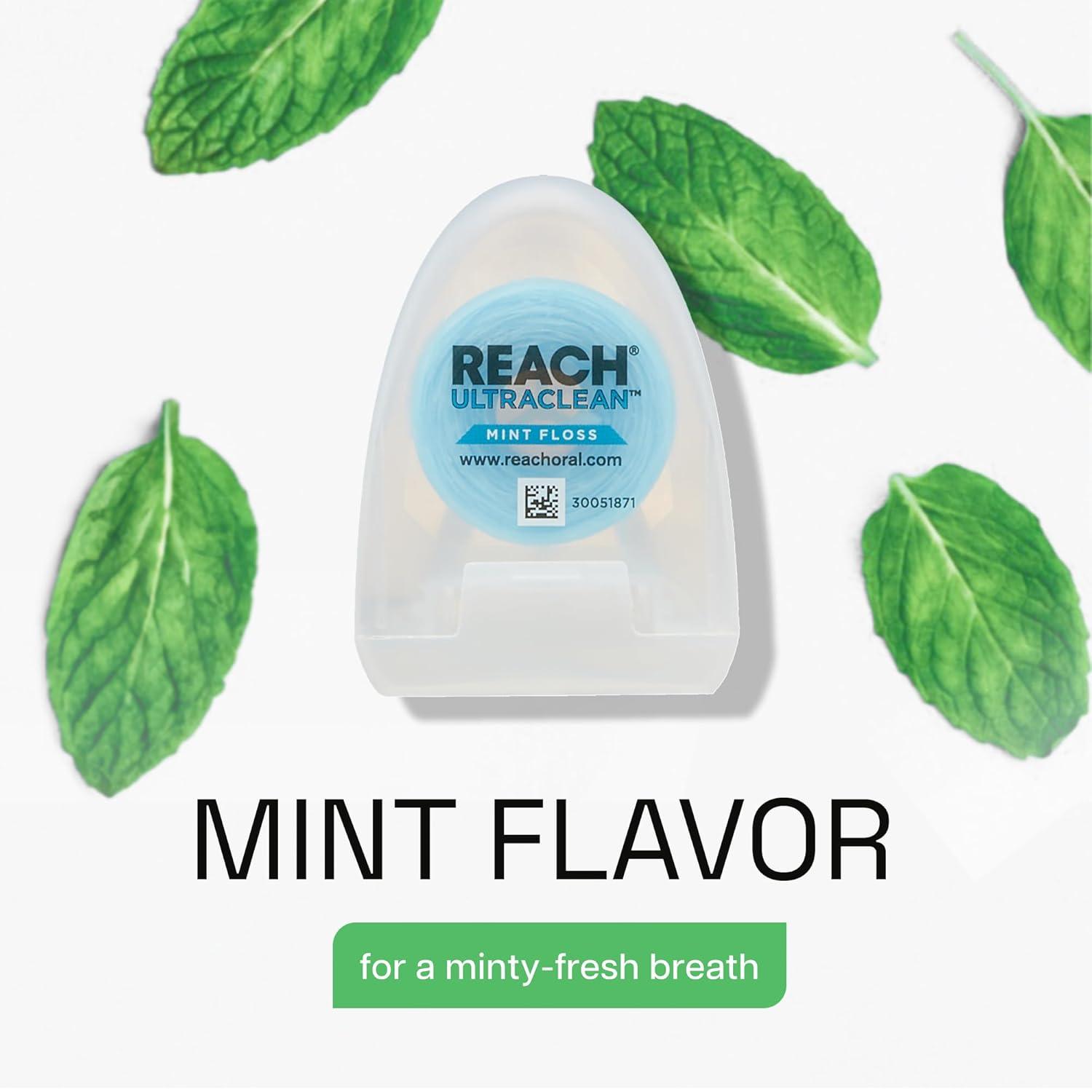 image:imageREACH Ultraclean Dental Floss Mint Plaque Remover for Teeth Shred Resistant Waxed Easy on Gums amp Teeth Mint Oral Care PFAS Free for Adults amp Kids 1 Pack 30 yd30 Yard Pack of 1