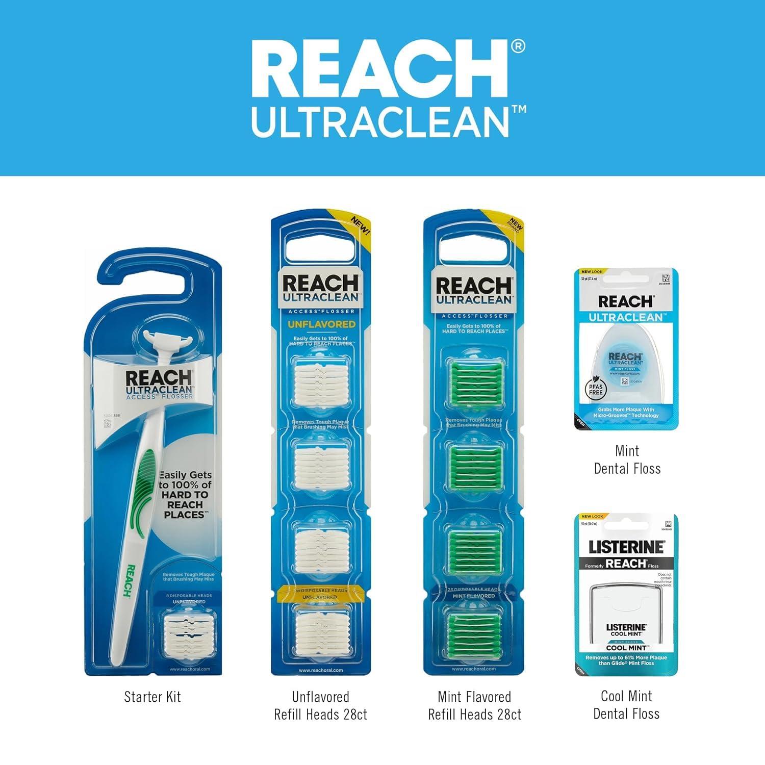 image:imageREACH Ultraclean Dental Floss Mint Plaque Remover for Teeth Shred Resistant Waxed Easy on Gums amp Teeth Mint Oral Care PFAS Free for Adults amp Kids 1 Pack 30 yd90 Foot Pack of 2