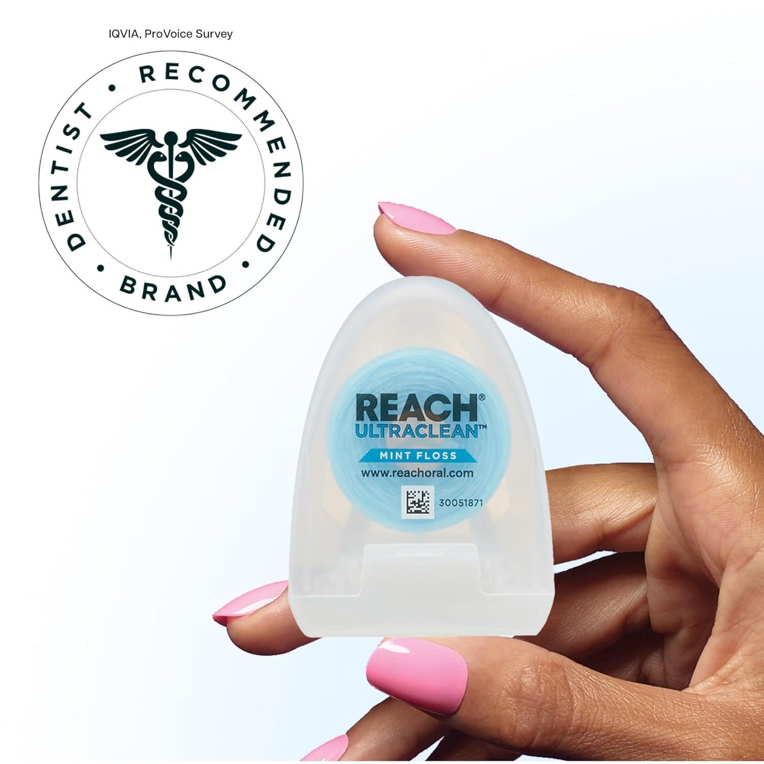 image:imageREACH Ultraclean Dental Floss Mint Plaque Remover for Teeth Shred Resistant Waxed Easy on Gums amp Teeth Mint Oral Care PFAS Free for Adults amp Kids 1 Pack 30 yd30 Yard Pack of 1