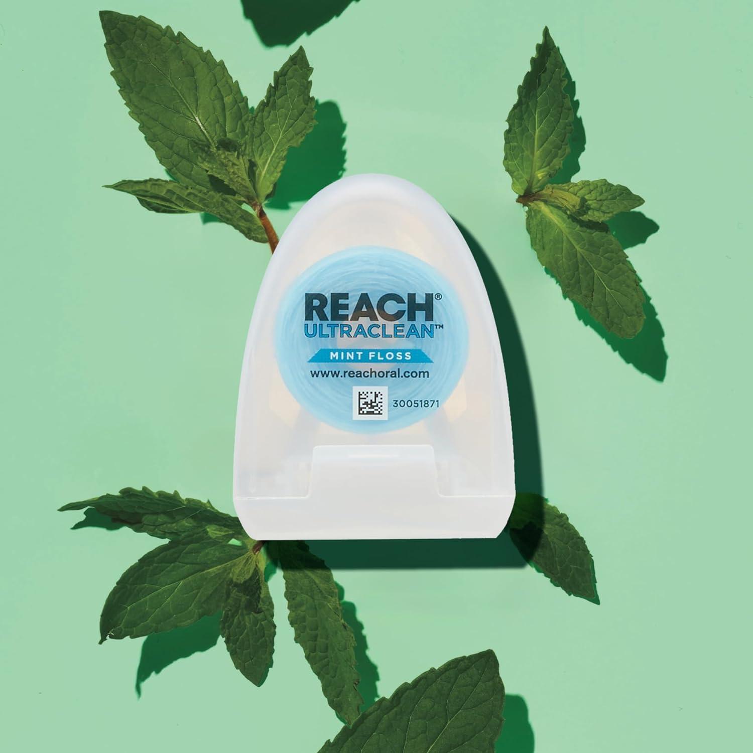 image:imageREACH Ultraclean Dental Floss Mint Plaque Remover for Teeth Shred Resistant Waxed Easy on Gums amp Teeth Mint Oral Care PFAS Free for Adults amp Kids 1 Pack 30 yd90 Foot Pack of 2