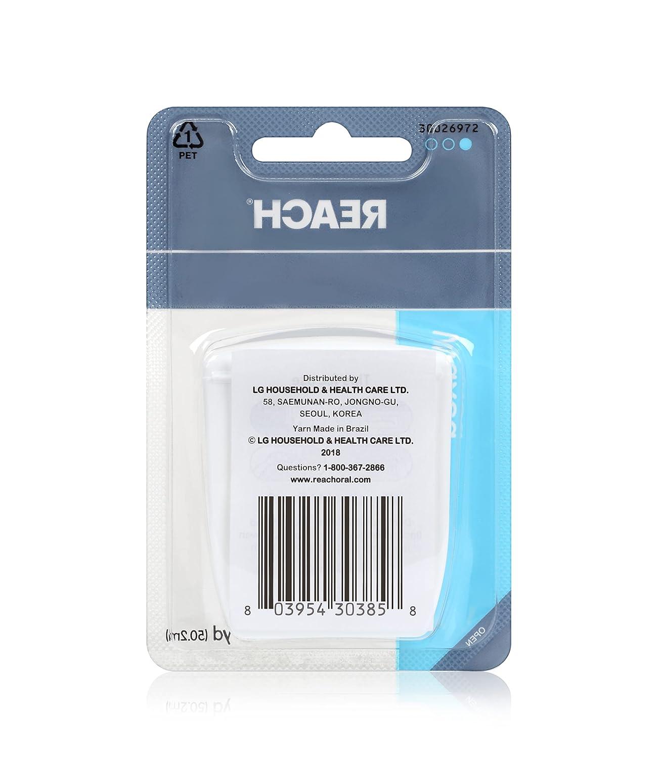 image:imageREACH Waxed Dental Floss Unflavored Plaque Remover for Teeth Shred Resistant Floss Slides Smoothly Easy to Use Waxed Deep Cleaning Teeth Oral Care PFAS Free for Adults amp Kids 6 Pack 55 yd165 Foot Pack of 4