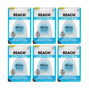 REACH Ultraclean Dental Floss, Mint, Plaque Remover for Teeth, Shred Resistant, Waxed, Easy on Gums & Teeth, Mint, Oral Care, PFAS Free, for Adults & Kids, 1 Pack, 30 yd(30 Yard (Pack of 6))
