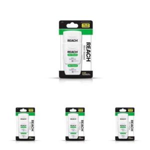 REACH Waxed Dental Floss, Mint, Plaque Remover for Teeth, Shred Resistant, Floss Slides Smoothly, Easy to Use, Waxed, Deep Cleaning Teeth, Oral Care, PFAS Free, for Adults & Kids, 3 Pack, 55 yd(495 Foot (Pack of 12))