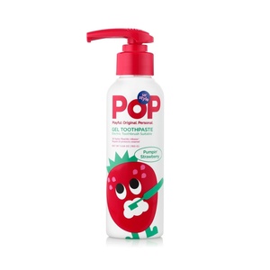 POP Kids Gel Toothpaste Pump – Fluoride‑Free Travel Size Toothpaste for Toddlers – Pumpin’ Strawberry Flavor Kids Oral Care, Bathroom Essentials, On‑The‑Go Toiletries