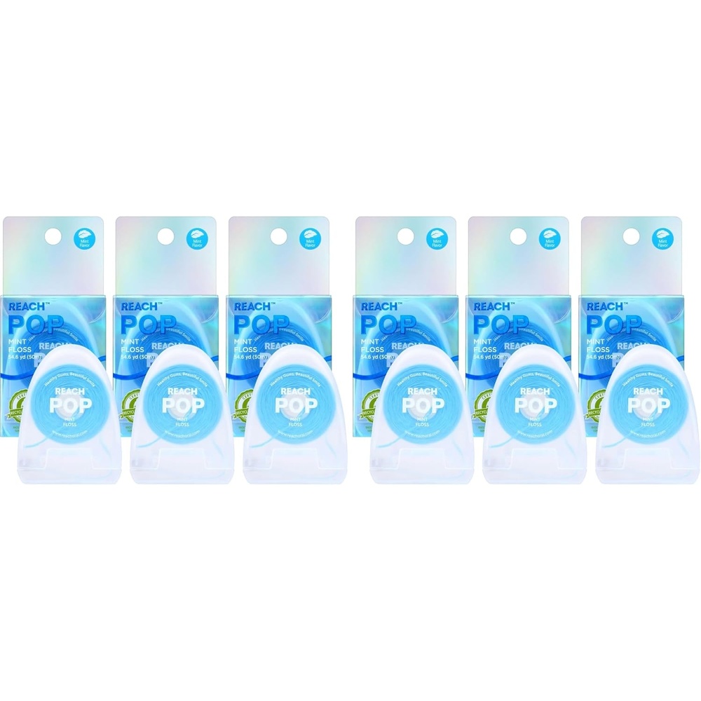 image:imageREACH POP Dental Floss Mint Plaque Remover for Teeth Shred Resistant Vegan Wax Cruelty Free Eco Friendly Packaging Oral Care PFAS Free for Adults amp Kids 1 Pack 546 yd164 Foot Pack of 6