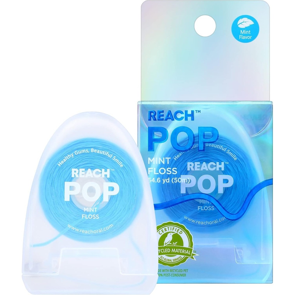 image:imageREACH POP Dental Floss Mint Plaque Remover for Teeth Shred Resistant Vegan Wax Cruelty Free Eco Friendly Packaging Oral Care PFAS Free for Adults amp Kids 1 Pack 546 yd164 Foot Pack of 1