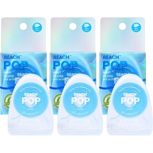 REACH POP Dental Floss, Mint, Plaque Remover for Teeth, Shred Resistant, Vegan Wax, Cruelty Free, Eco Friendly Packaging, Oral Care, PFAS Free, for Adults & Kids, 1 Pack, 54.6 yd(164 Foot (Pack of 3))
